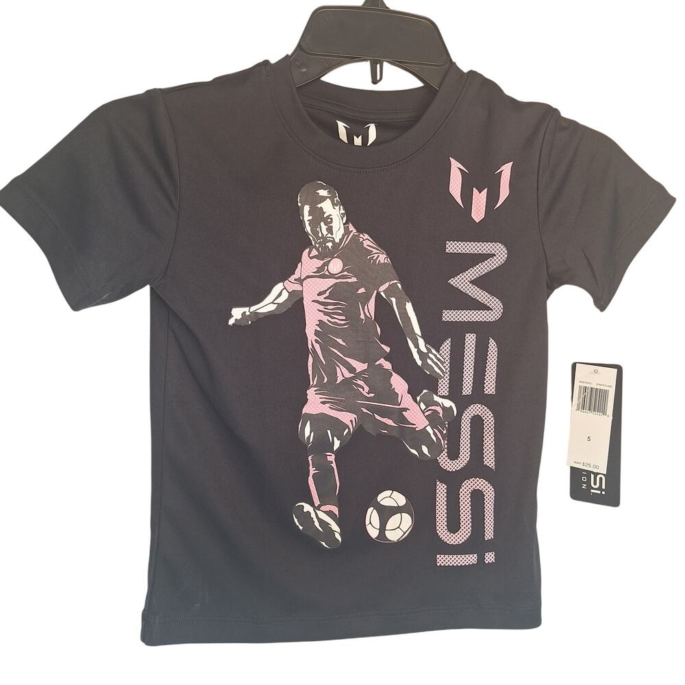 Lionel Messi Soccer T Shirt Kids Sz 5 Black Pink